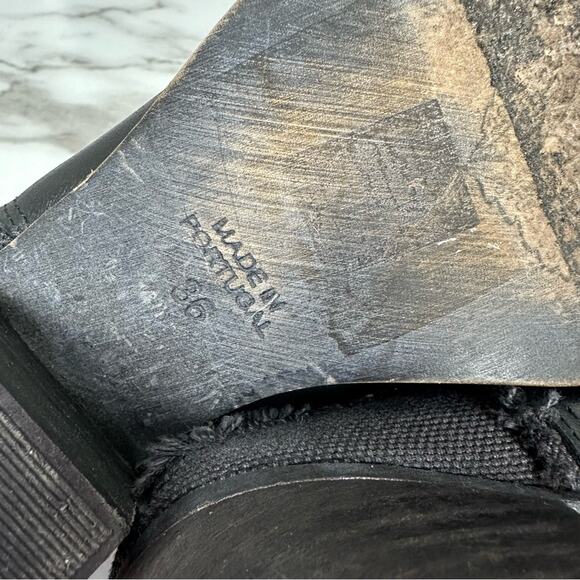 Free People Black Leather Fringe Pointed Cowgirl Slip On Mules Booties Size 36/6 - Picture 8 of 12